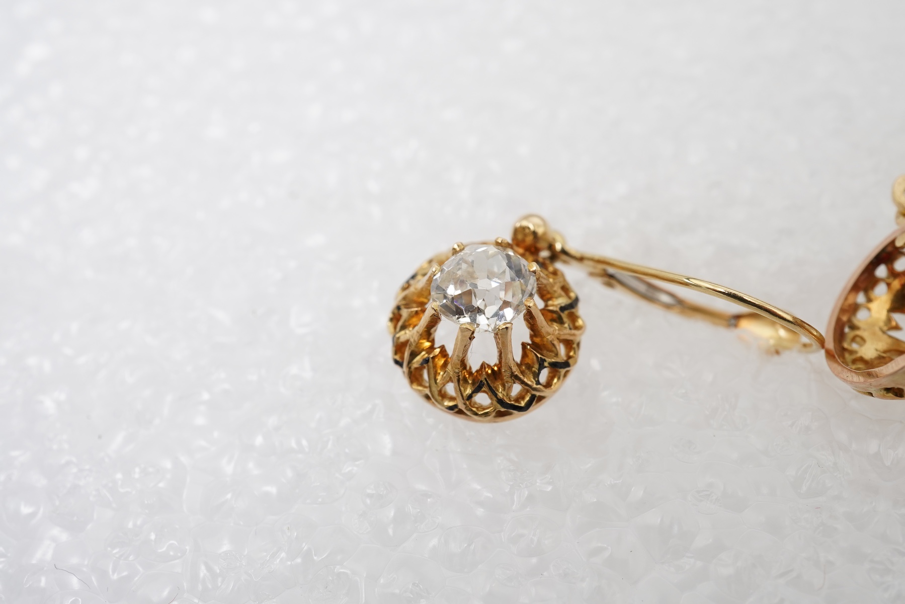 A pair of diamond earrings, late 19th century